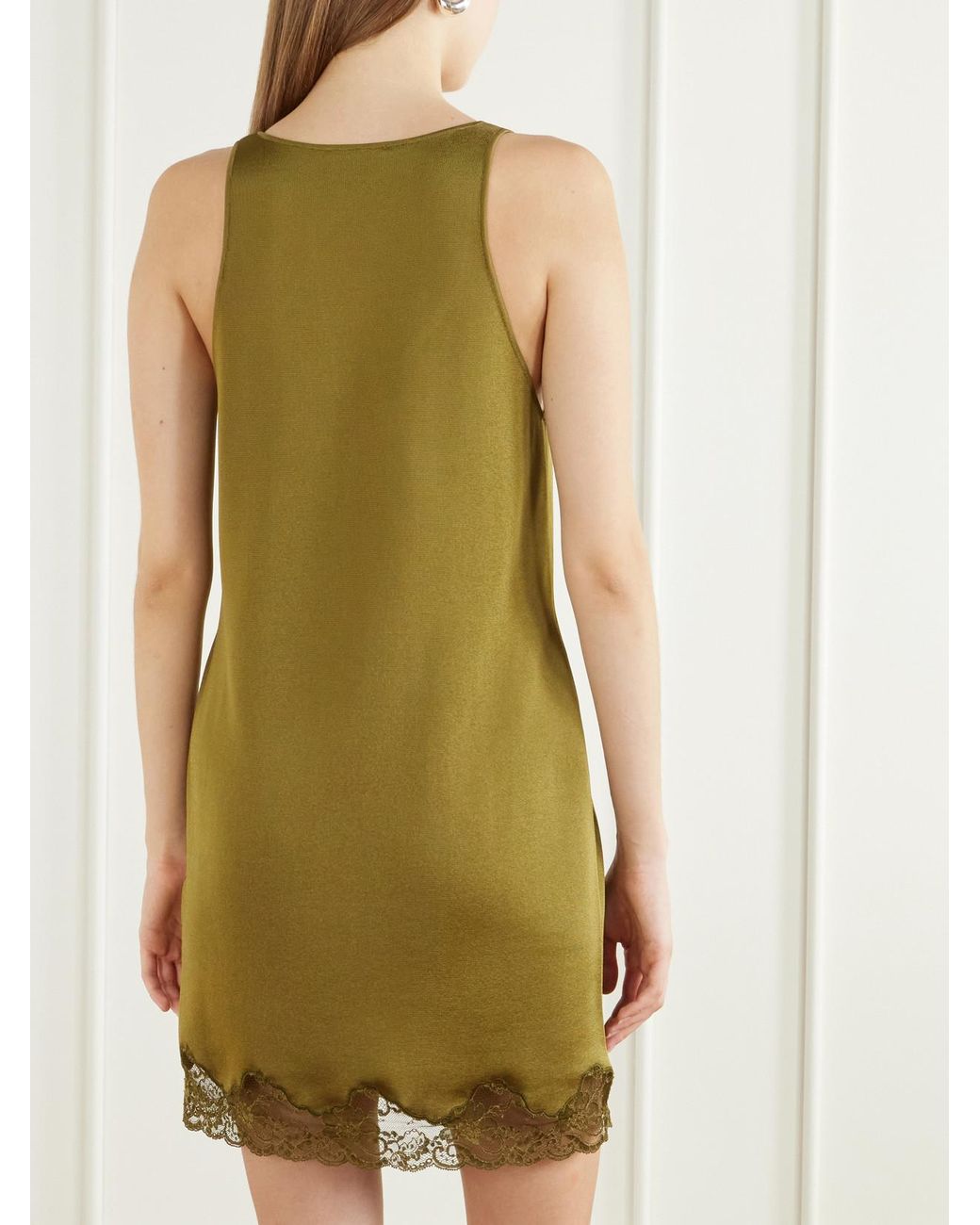 Balmain Green Lace-Trimmed Knitted Mini Dress