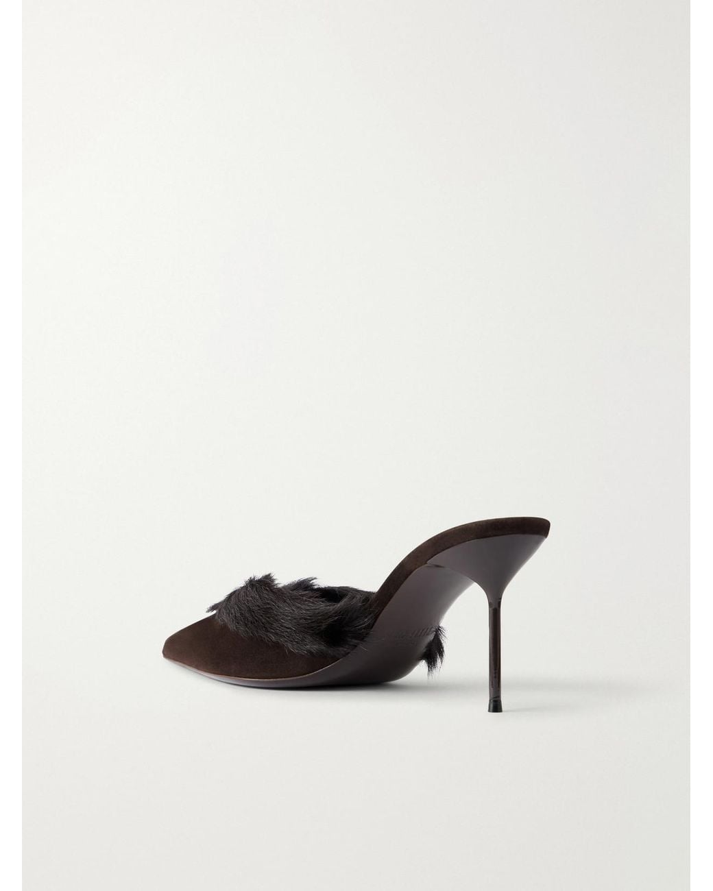 Paris Texas Natural Lidia 70 Calf Hair-Trimmed Suede Mules
