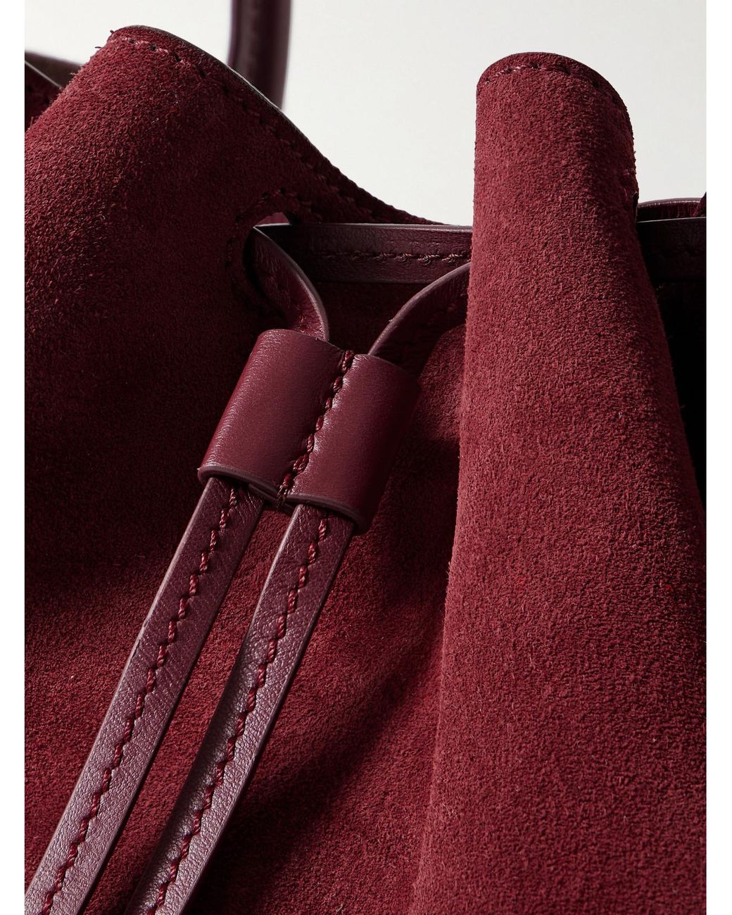Proenza Schouler Red Large Leather-Trimmed Ruched Suede Tote