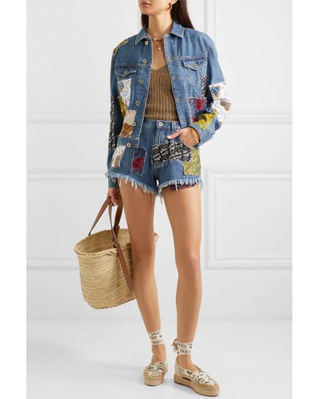 Loewe + Paula's Ibiza Cropped Patchwork Printed Voile And