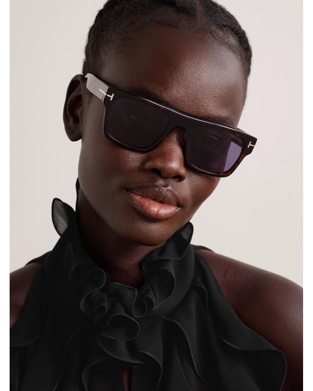 Tom Ford Black Cyrus Square-Frame Acetate Sunglasses