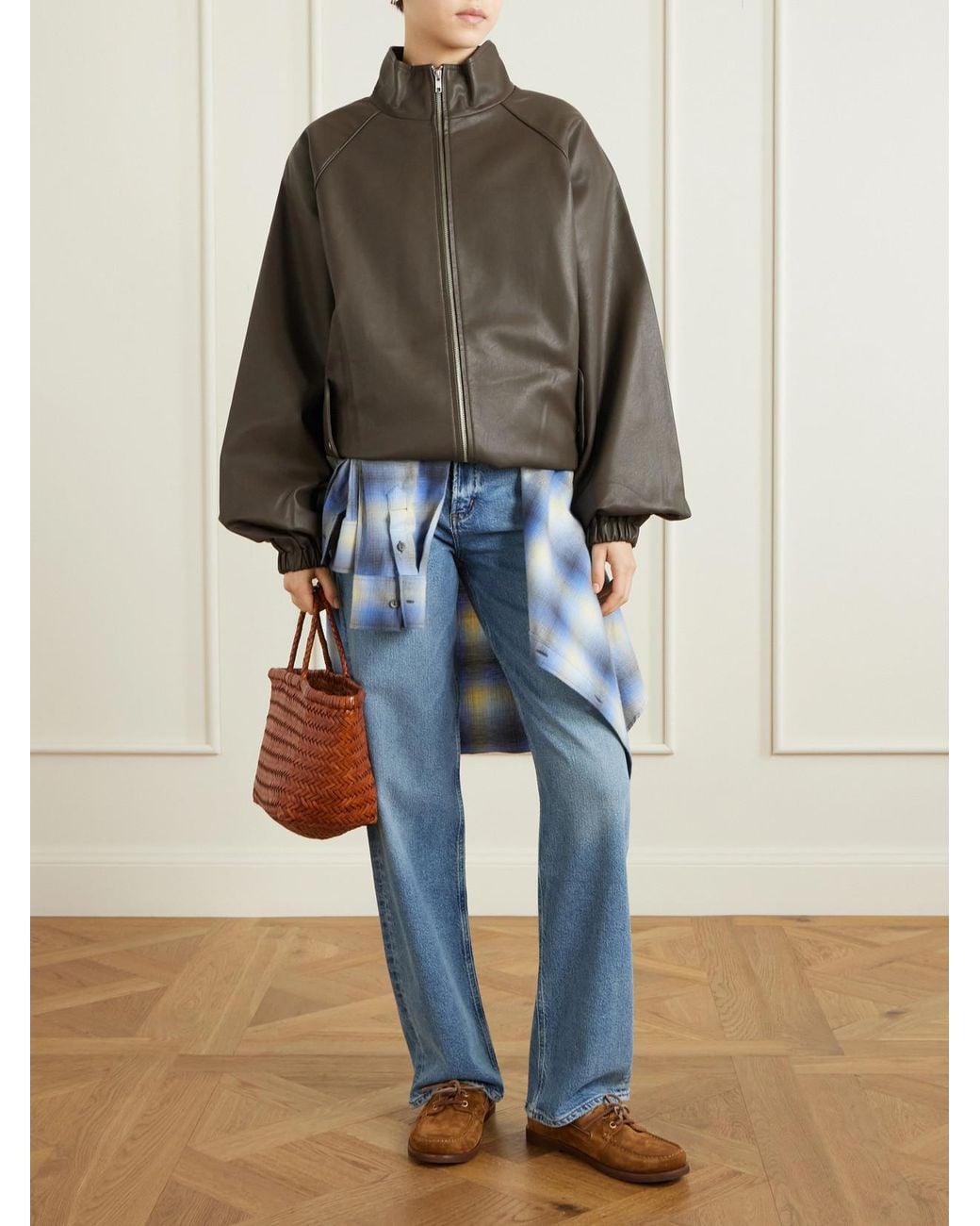 Agolde Blue Ren Jean Long High-Rise Straight-Leg Jeans