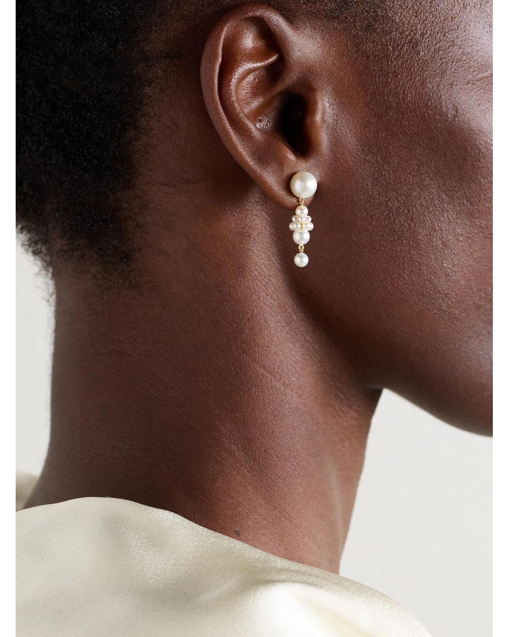 Sophie Bille Brahe Natural Petite Tulip 14-Karat Pearl Earrings