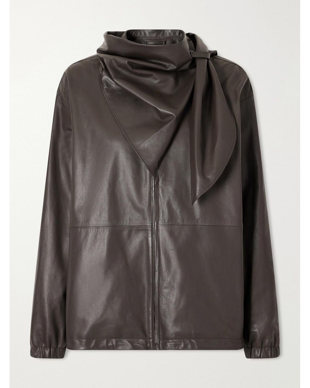 Loewe Black Scarf-Detailed Leather Jacket