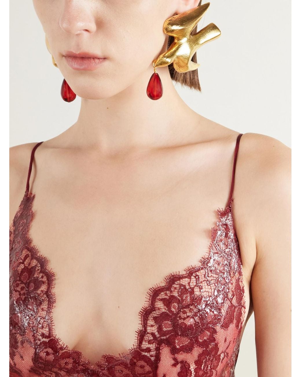 Saint Laurent Metallic Dove-Tone Metal And Resin Earrings