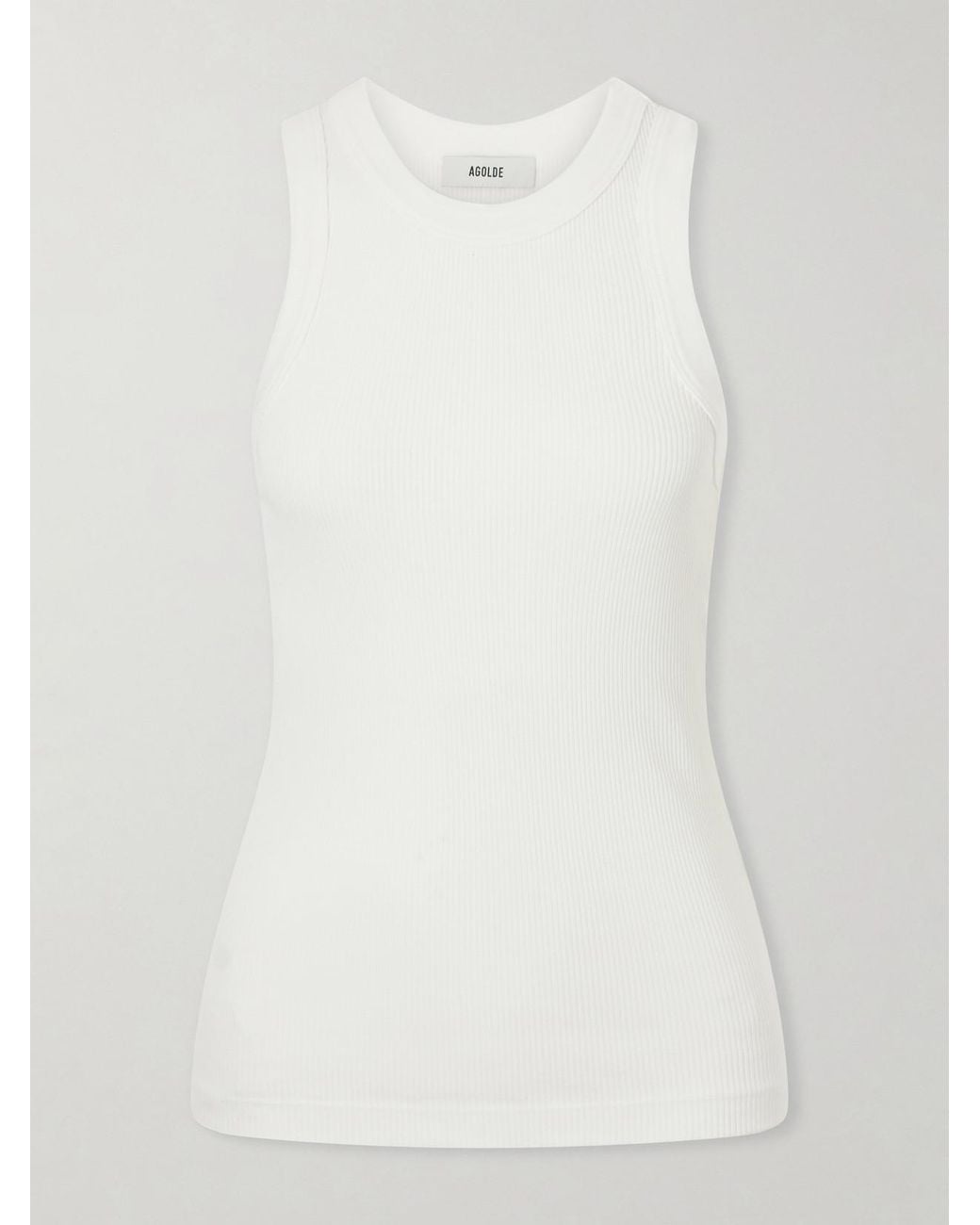 Agolde White Leigh Ribbed Stretch Organic Cotton And Tencel Lyocell-Blend Jersey Tank