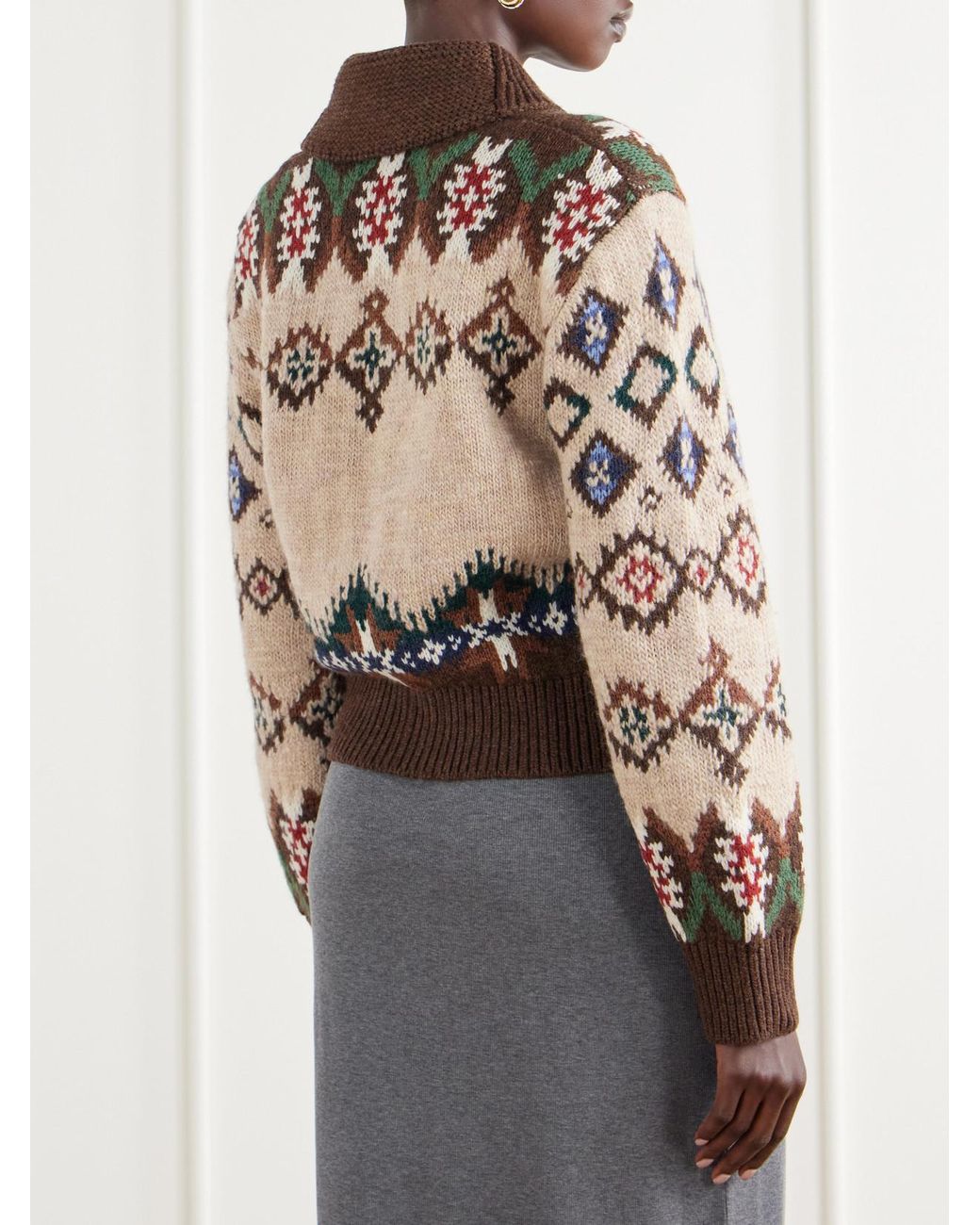 Polo Ralph Lauren Brown Fair Isle Wool And Cashmere-Blend Jacquard Cardigan