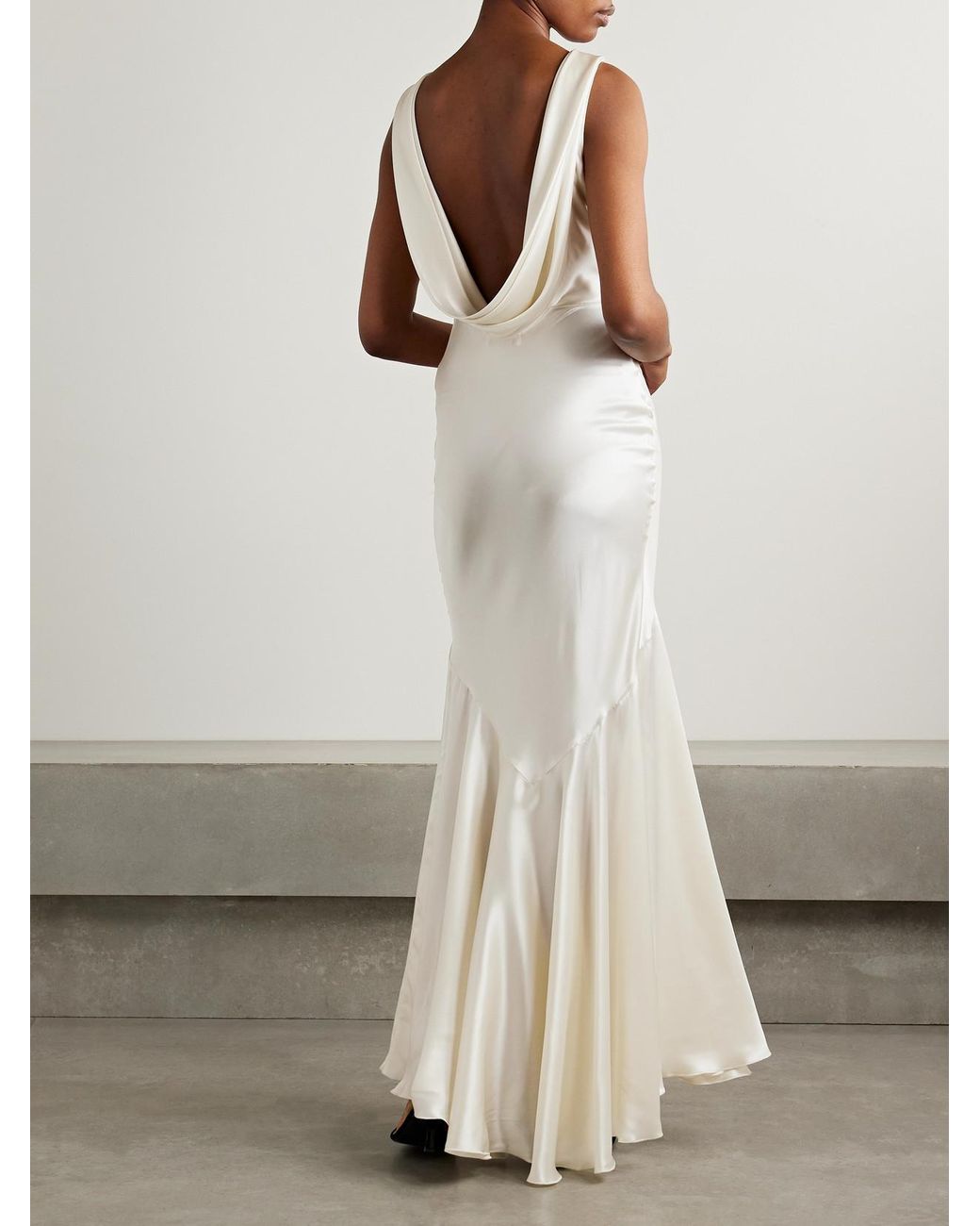 Nina Ricci Open-Back Draped Satin Gown in White | Lyst