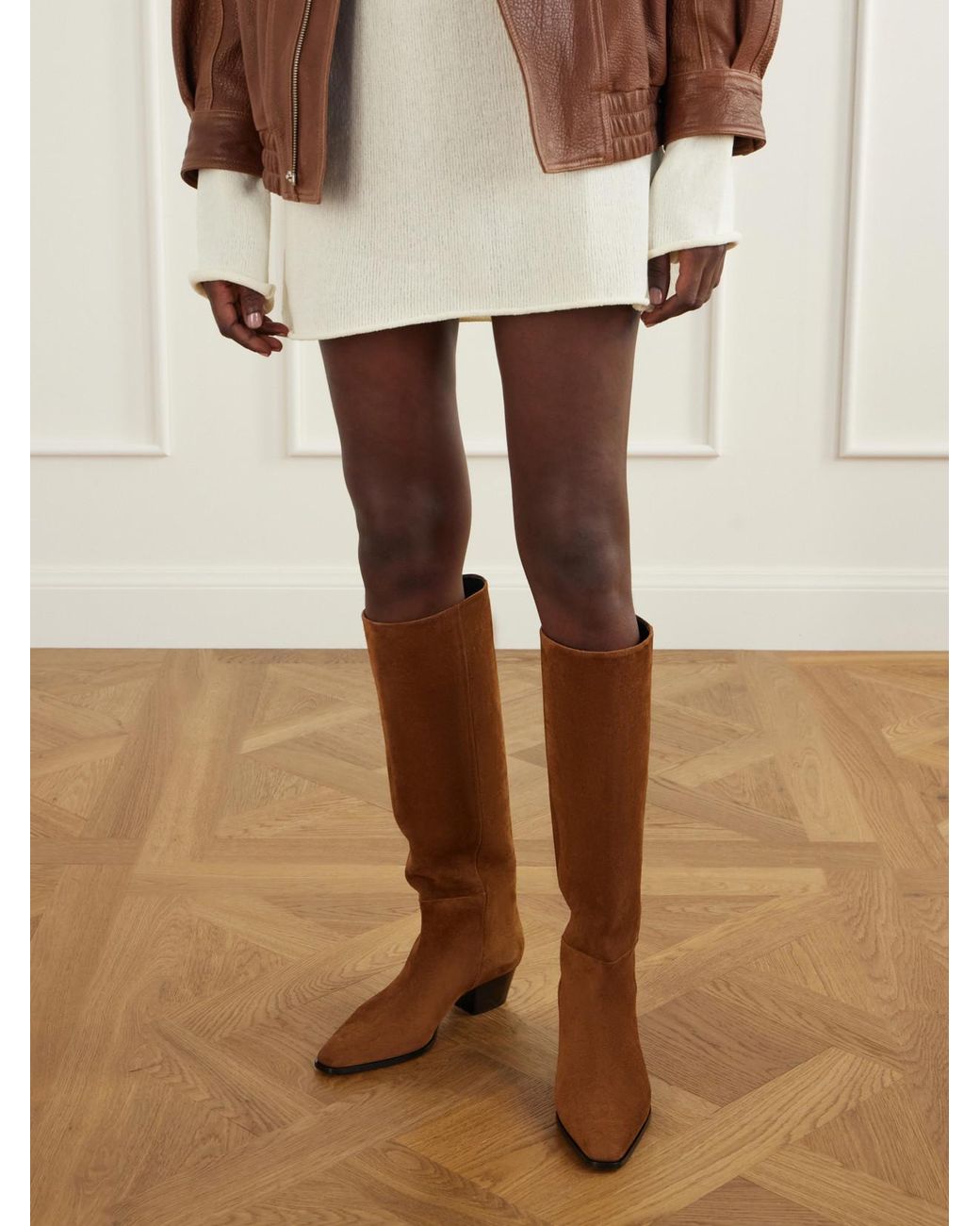 Aeyde Brown Medea 40 Suede Knee Boots