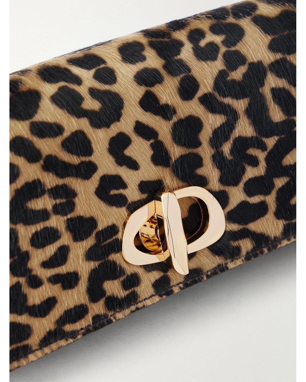 Amanu Multicolor The Tanzania Leopard-Print Leather-Trimmed Calf-Hair Clutch