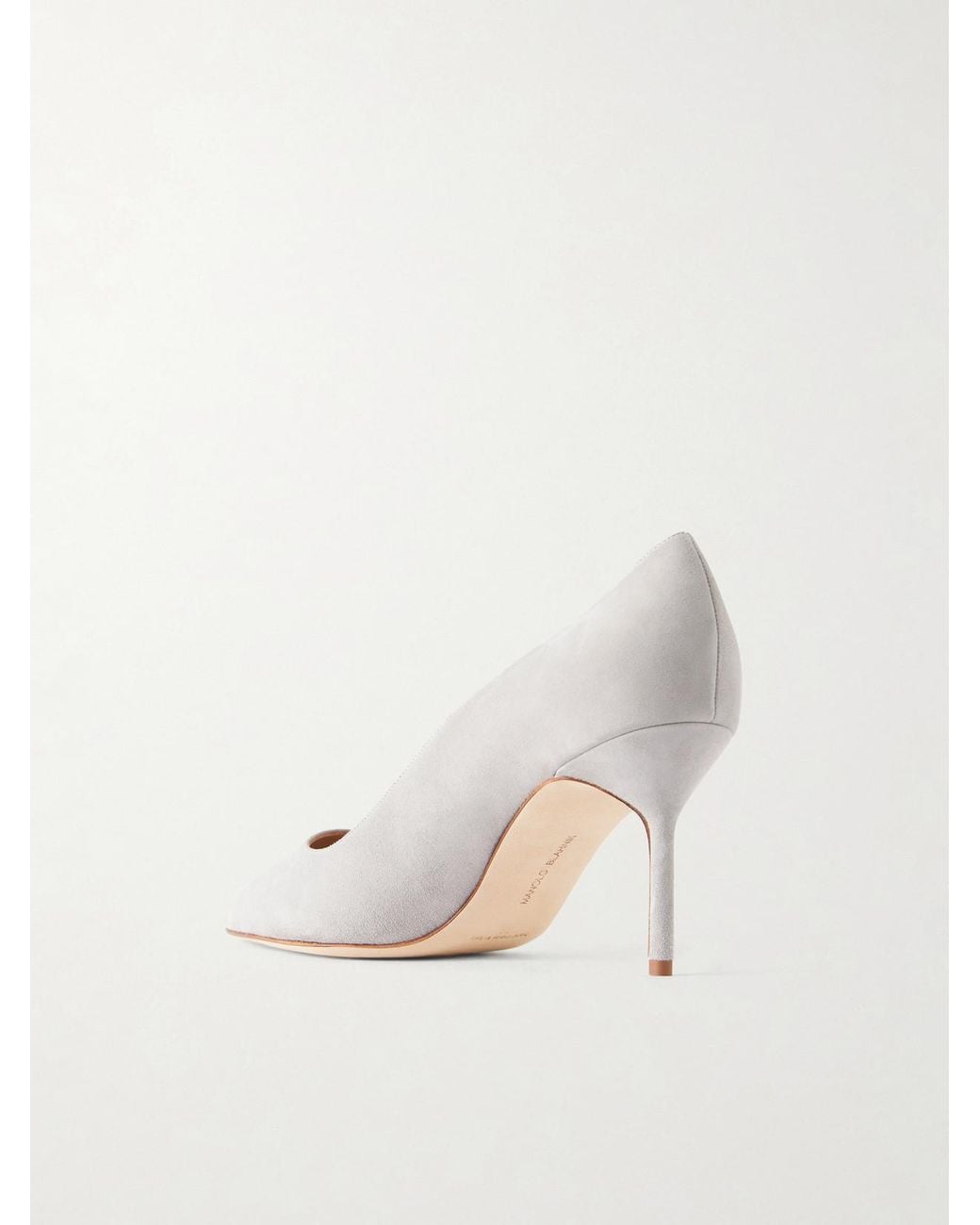 Manolo Blahnik White Bb 70 Suede Pumps
