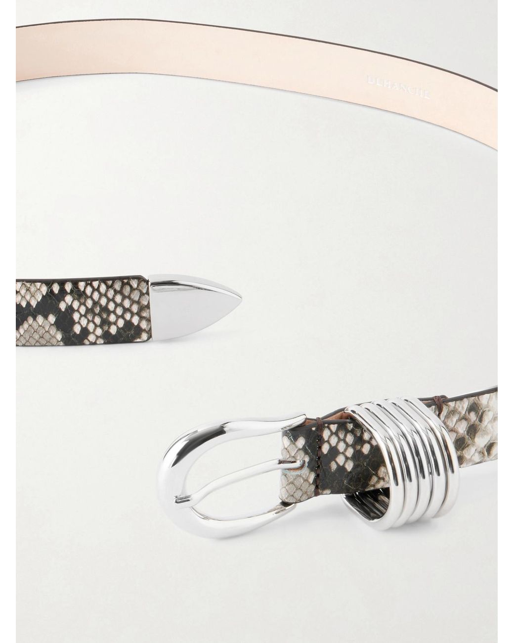 DEHANCHE White Hollyhock Snake-Effect Leather Belt