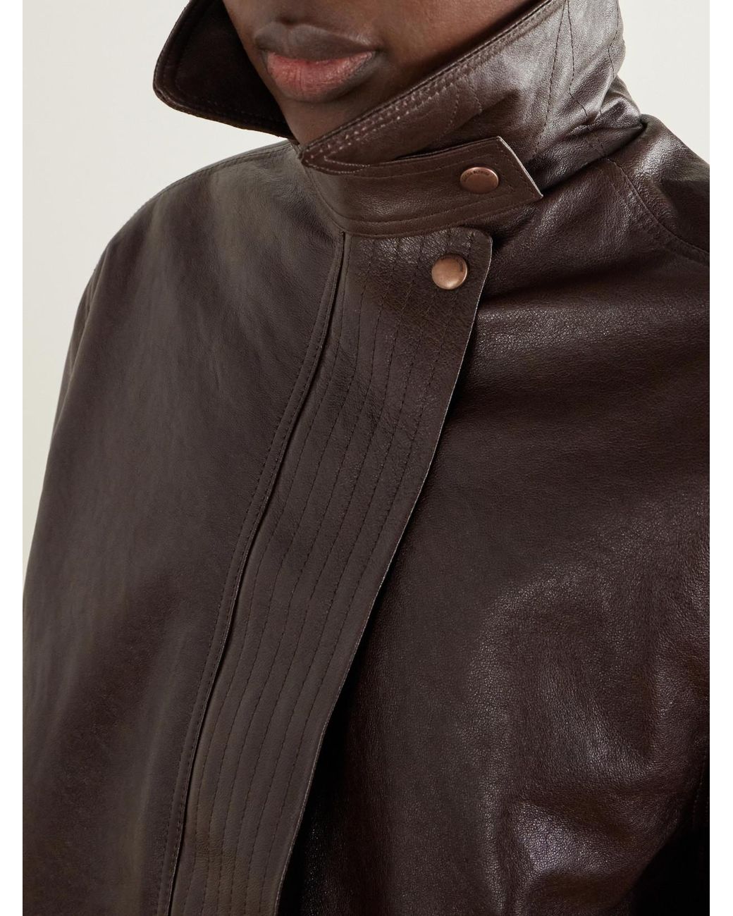 Magda Butrym Brown Leather Blouson Jacket