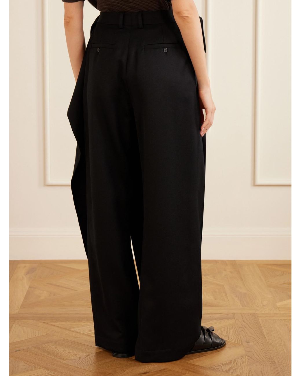 J.W. Anderson Blue Ruffled Belted Wool Wide-Leg Pants