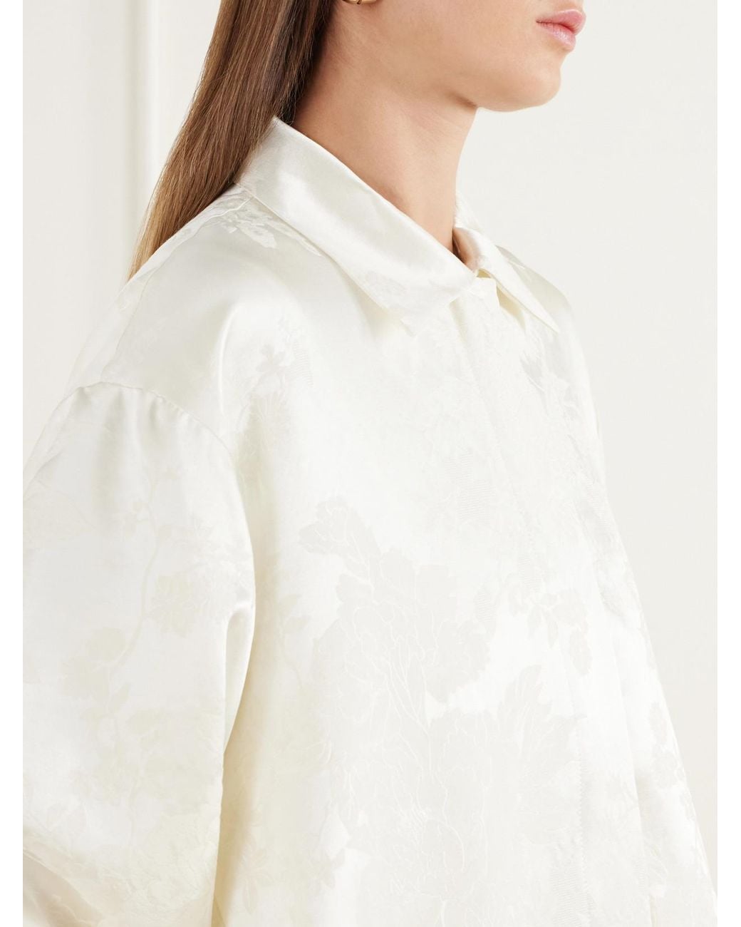 St. Agni White Silk And Wool-Blend Floral-Jacquard Cloqué Coat