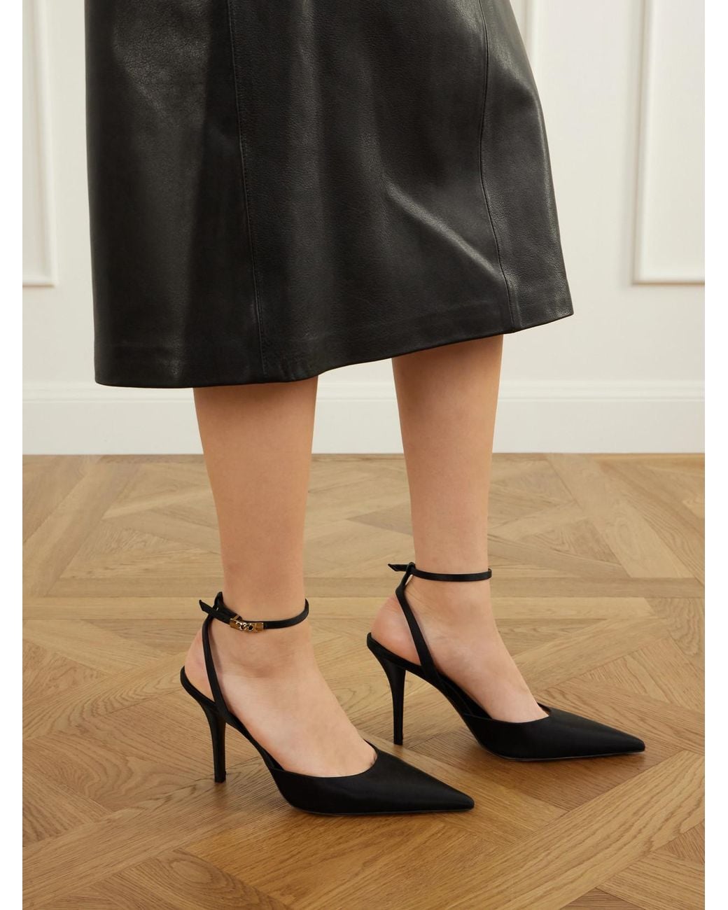 Balmain White 100 Embellished Satin Pumps