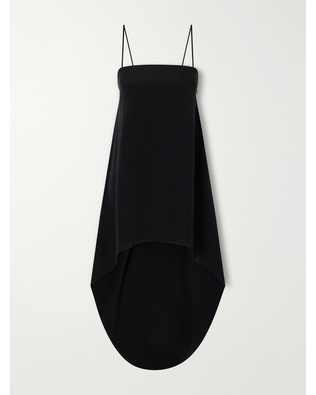 Cult Gaia Black Kera Drop-Tail Silk-Crepe Mini Dress