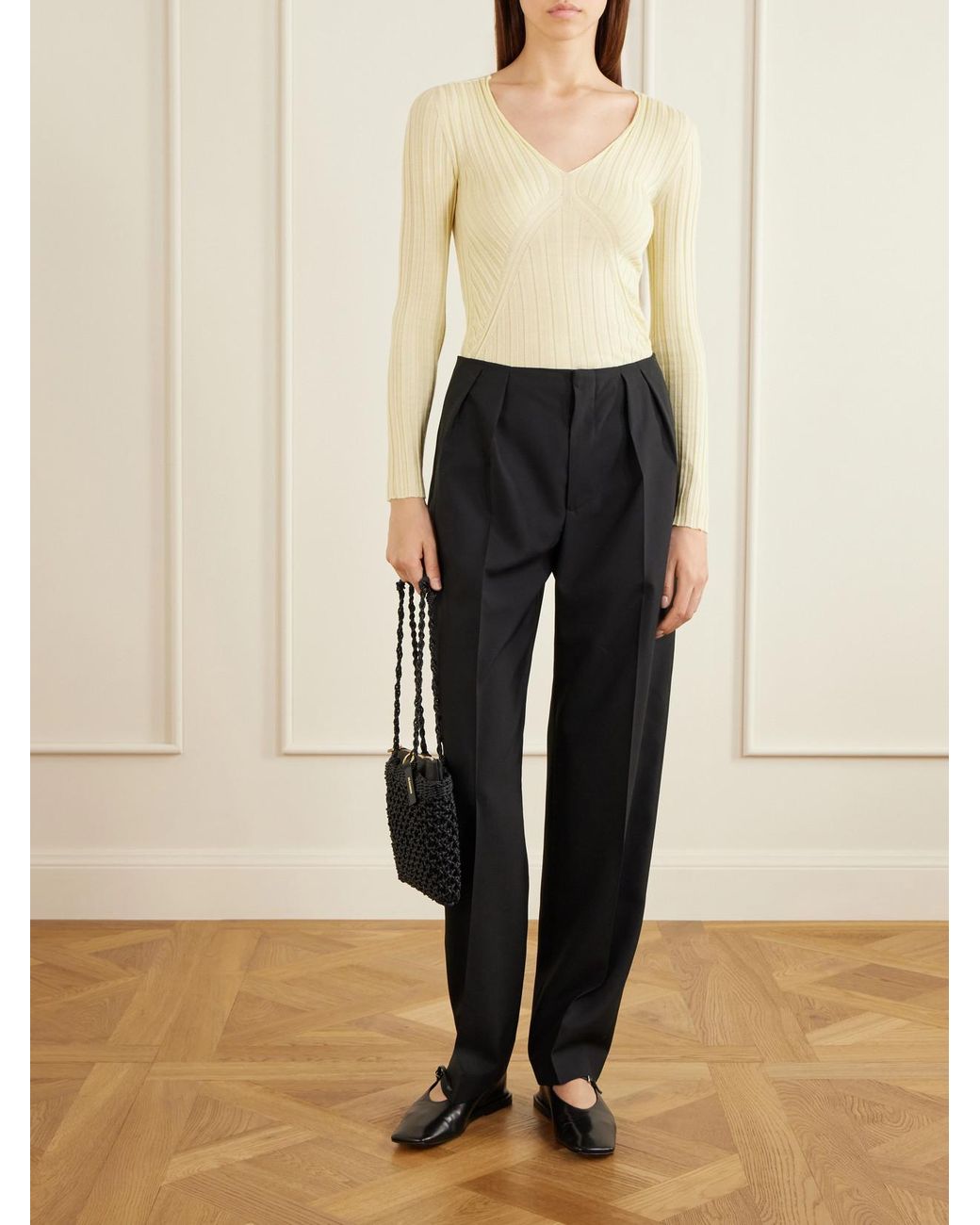 Jil Sander Black Tangle Net Satin And Cotton Cord Shoulder Bag