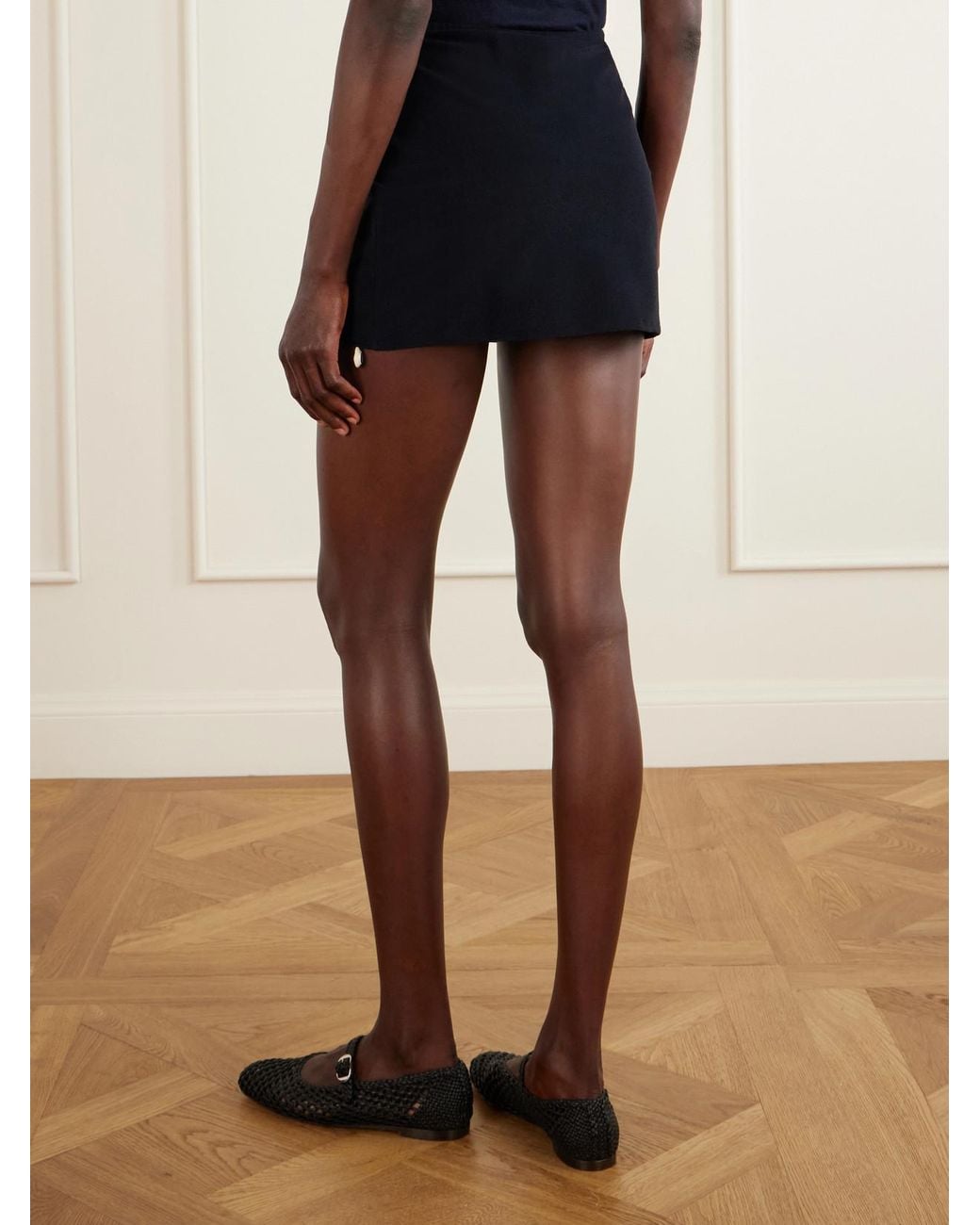 SARA CRISTINA Blue Embellished Jersey Mini Skirt