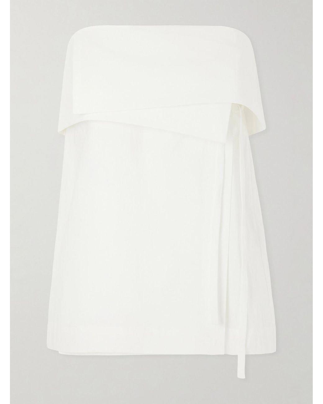 St. Agni White Strapless Draped Cotton-Blend Top