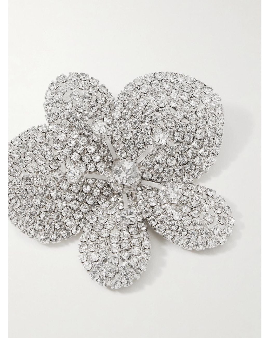 Jennifer Behr White Kiarra Rhodium-Plated Crystal Brooch