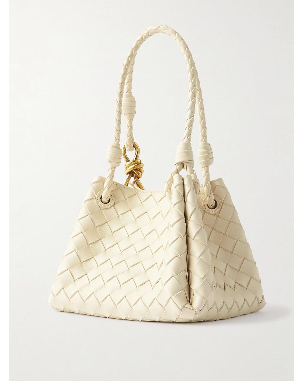 Bottega Veneta Natural Parachute Small Intrecciato Leather Shoulder Bag