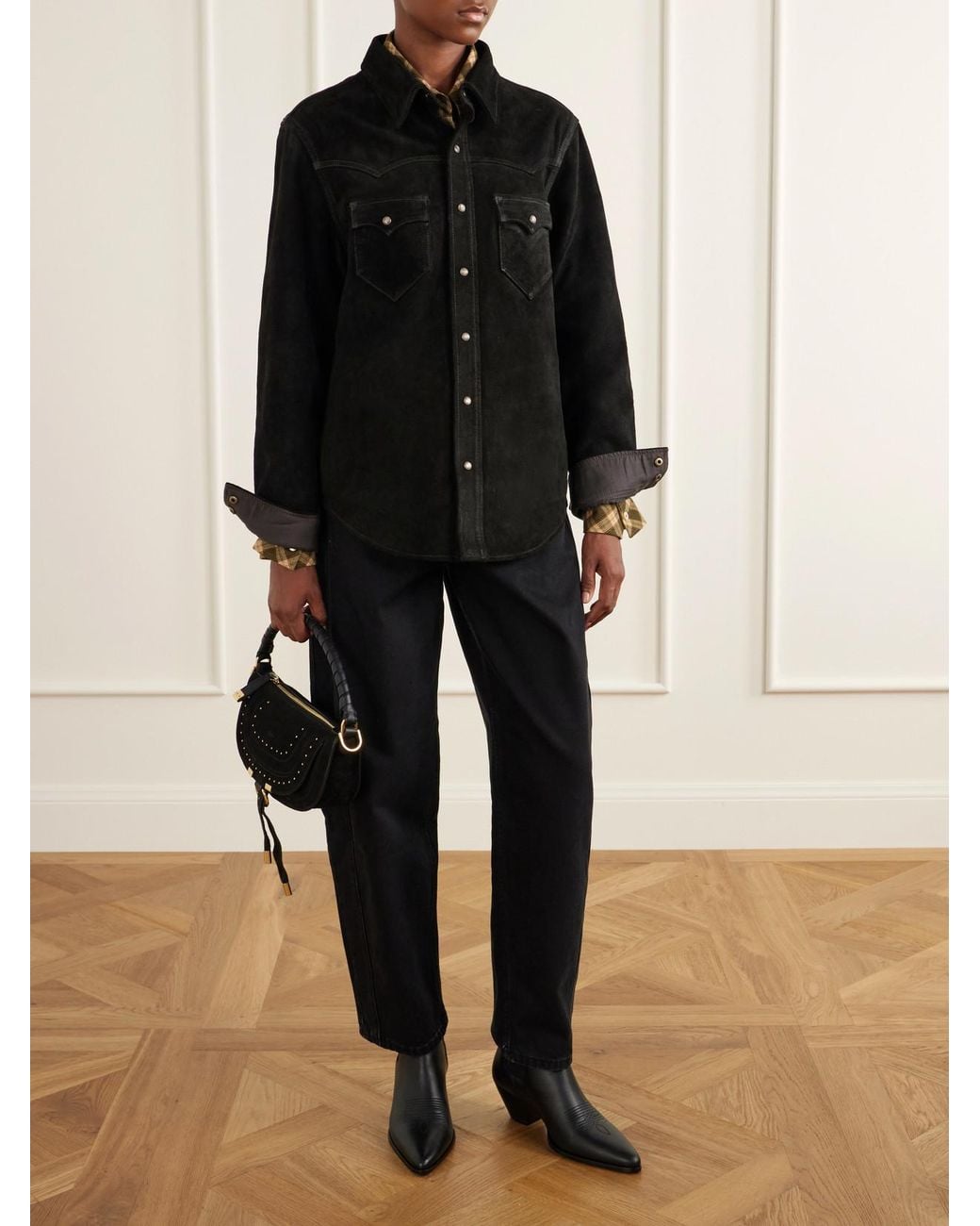 RRL Black Willett Paneled Suede Jacket