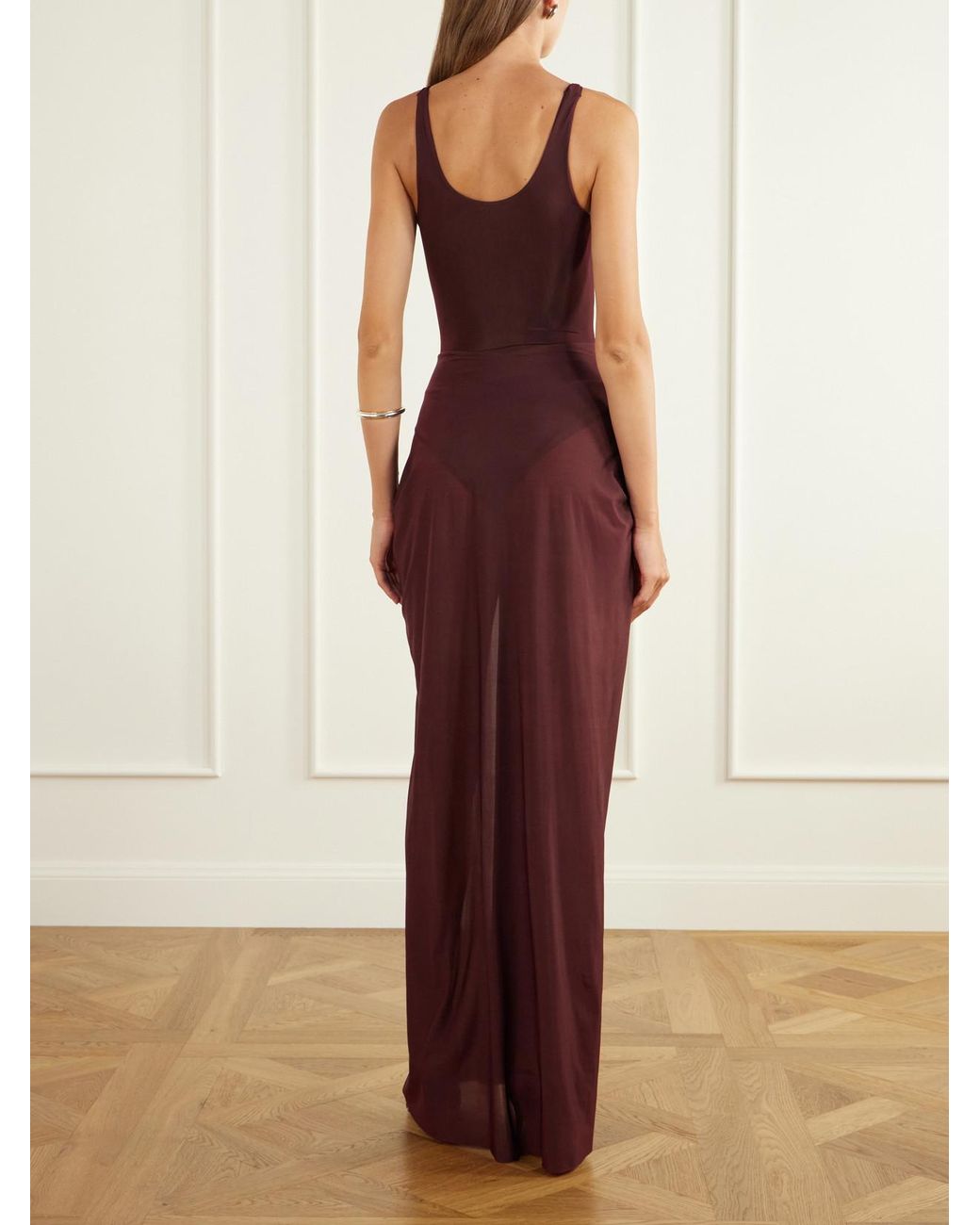 Maygel Coronel Red Aria Ruched Jersey Maxi Dress