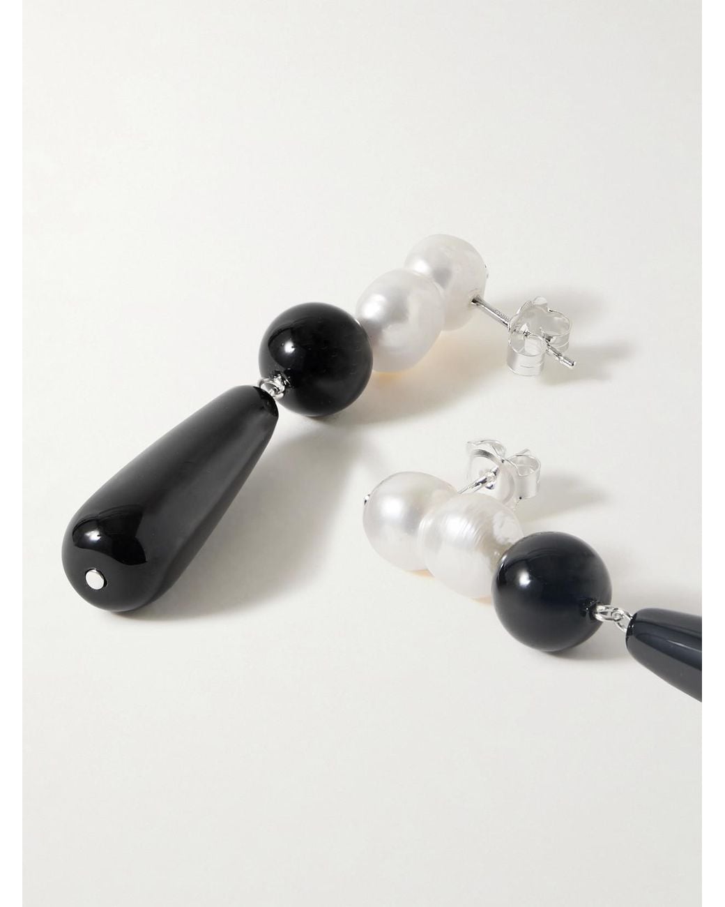 COMPLETEDWORKS Natural Tarn Ii Recycled, Onyx And Pearl Earrings