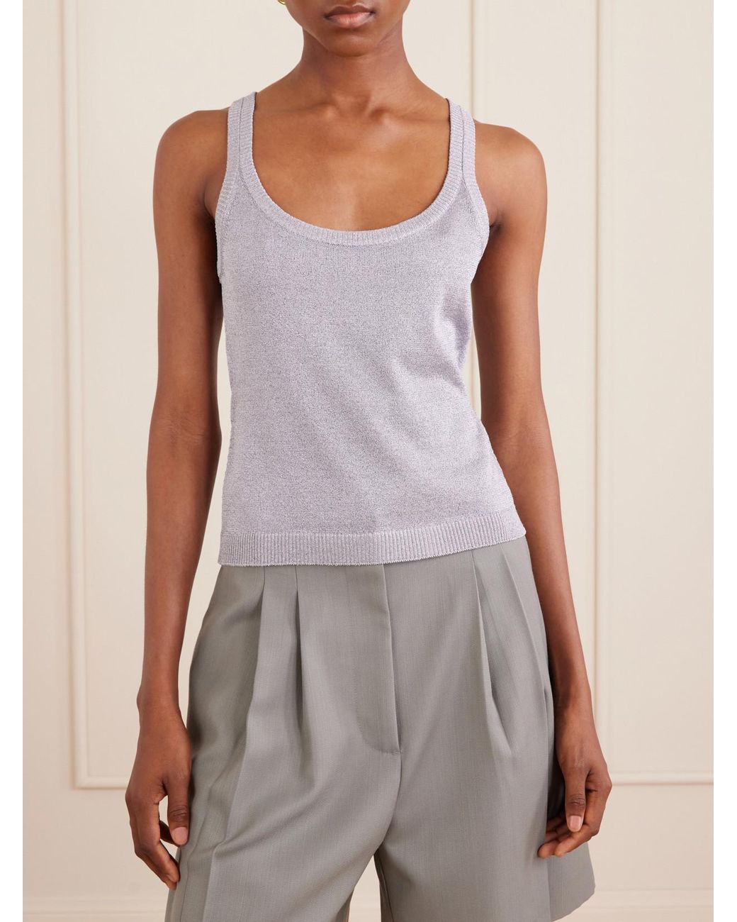 Missoni White Metallic Knitted Tank