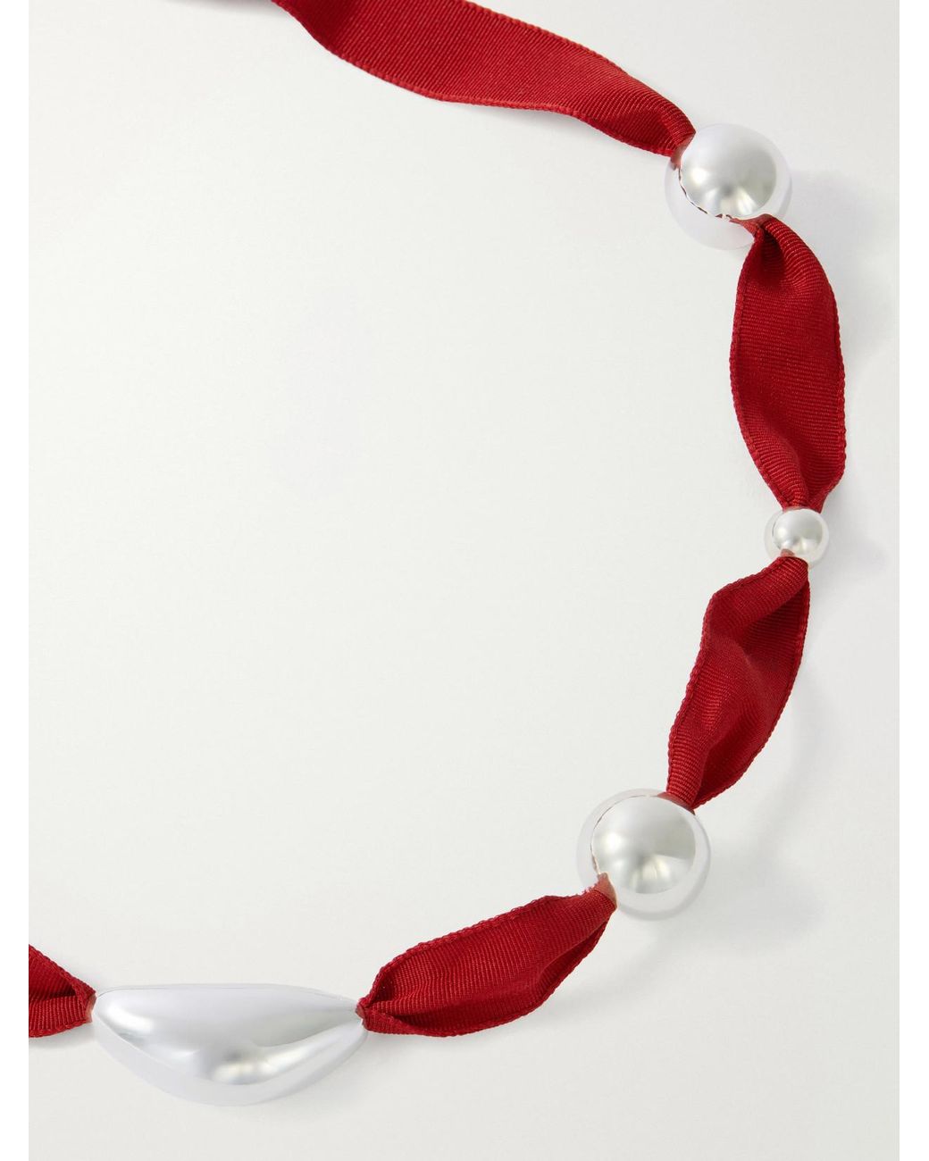 Camille Surault Red Grigri Sterling And Silk Necklace