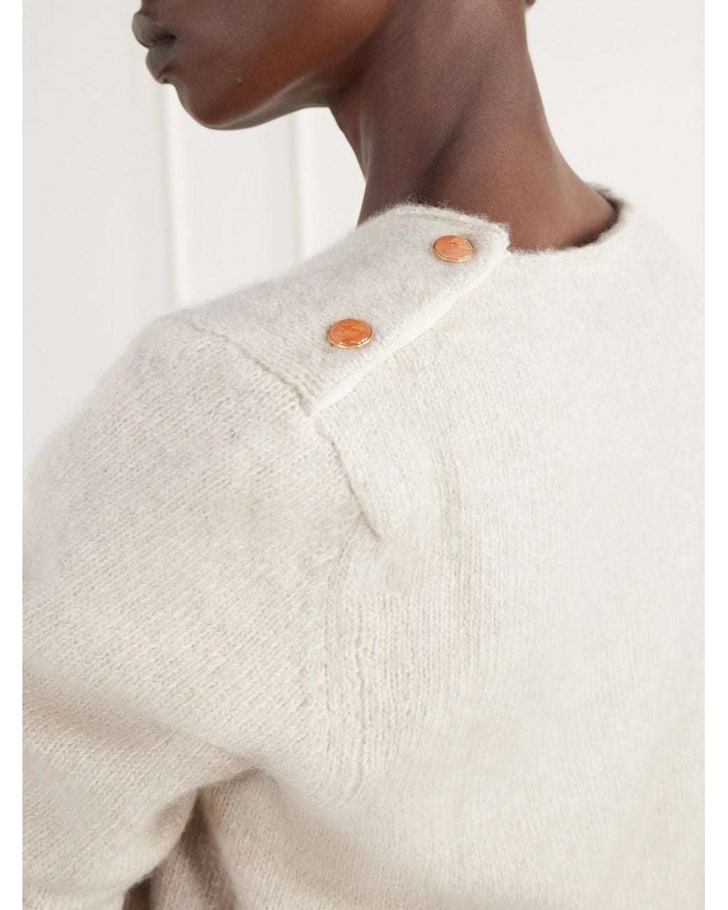 God's True Cashmere Natural Carnelian Cashmere-Bouclé Sweater