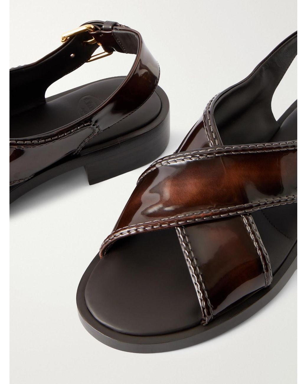 Church's Brown Sondra Patent-Leather Sandals