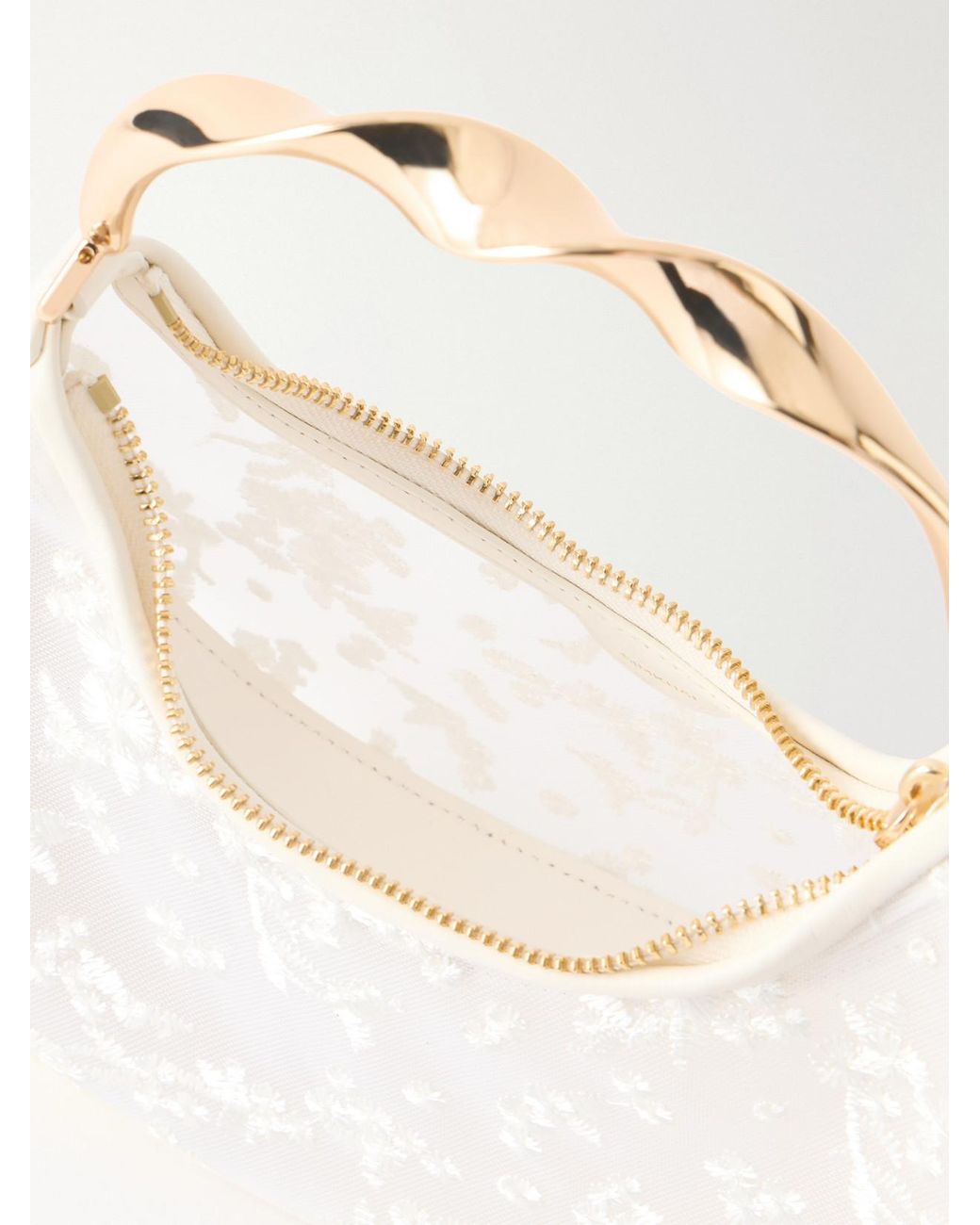 Jonathan Simkhai White Nixi Twist Leather-Trimmed Embroidered Mini Bag