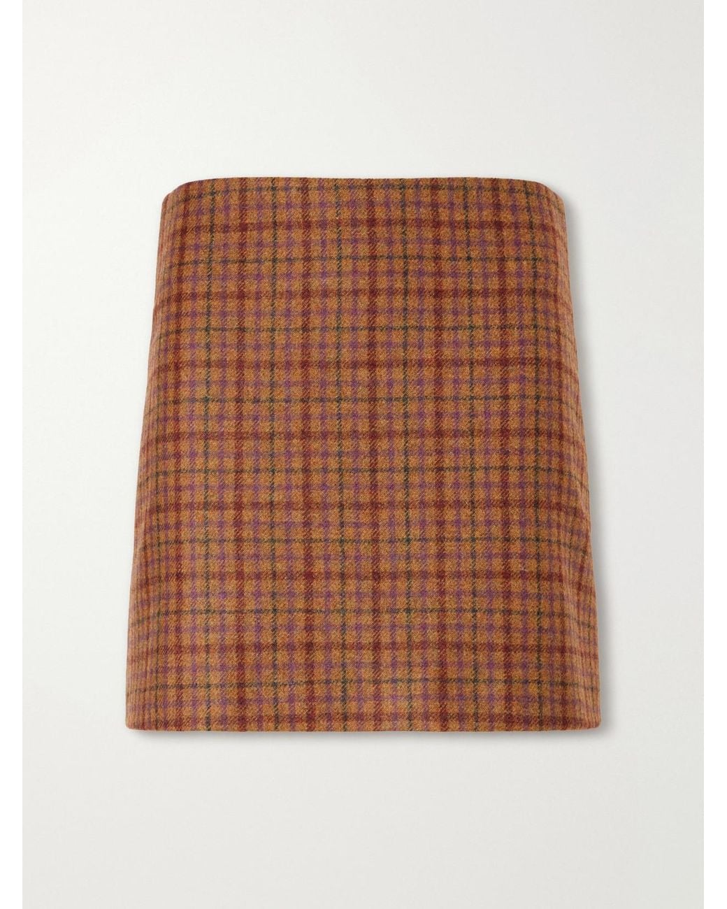 Blazé Milano Brown Coci Checked Wool Mini Skirt