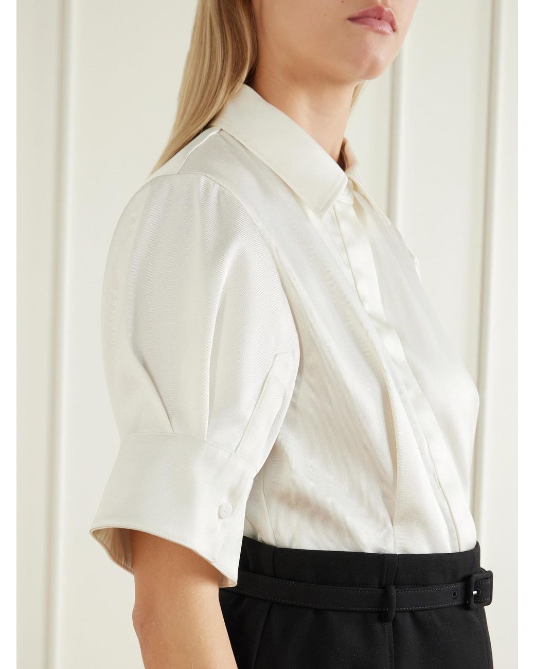 Jonathan Simkhai White Alvera Belted Twill Midi Dress