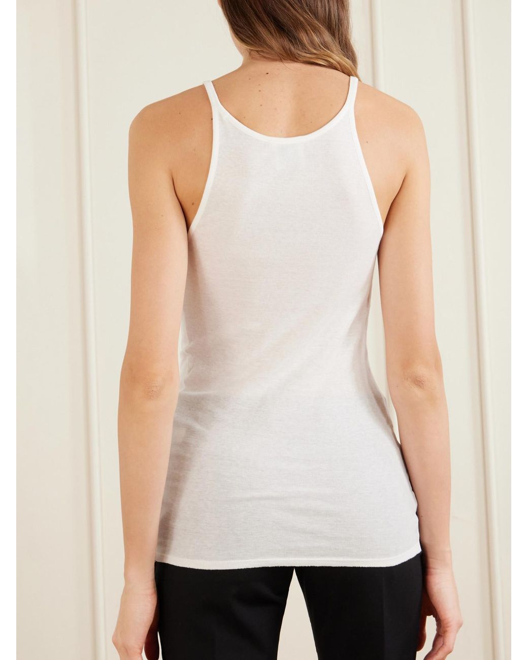 Calvin Klein White Alicia Cotton-Blend Jersey Tank Top