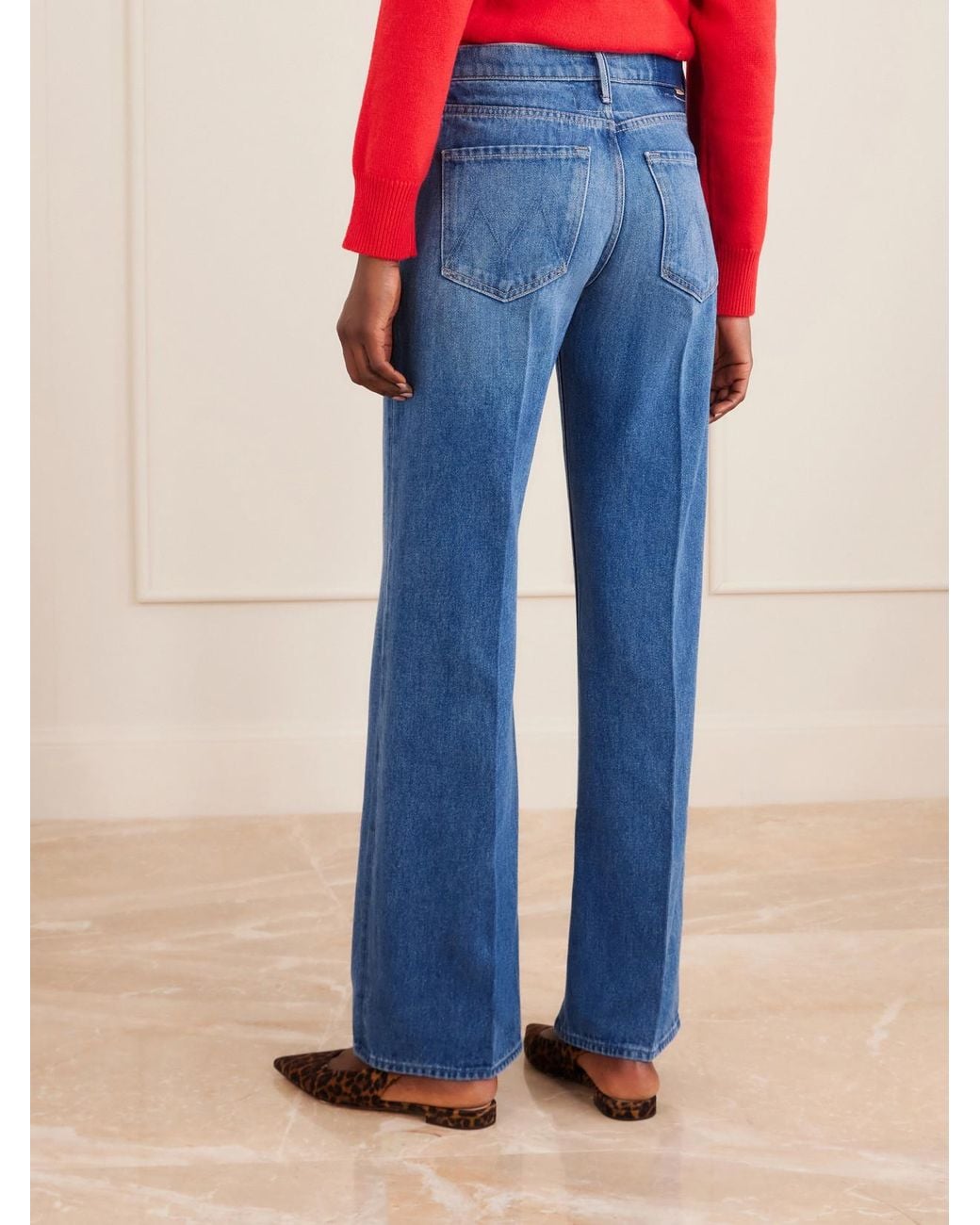 Mother Blue The Mid Rise Lasso Sneak Straight-Leg Jeans