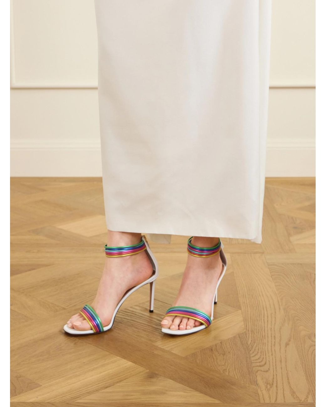 Aquazzura Sway 85 Metallic Sandals