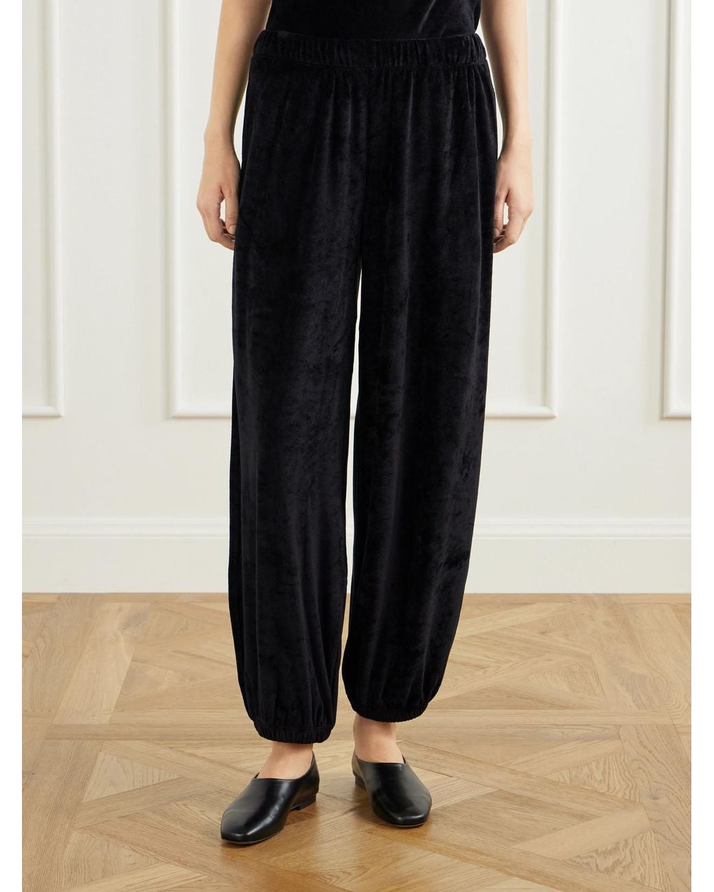 Suzie Kondi Black Paxos Velour Tapered Track Pants