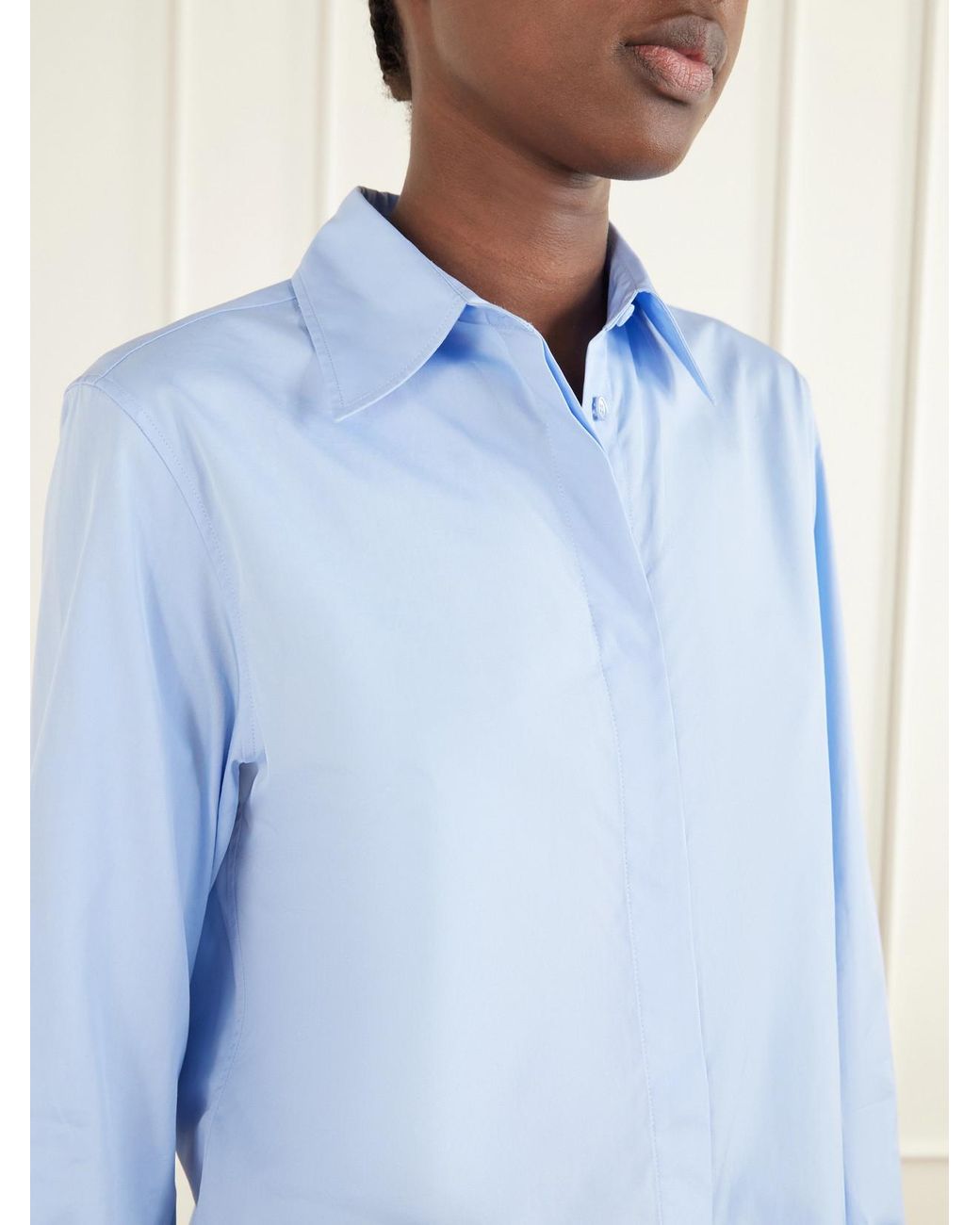 Gabriela Hearst Blue Judie Cotton-Poplin Shirt