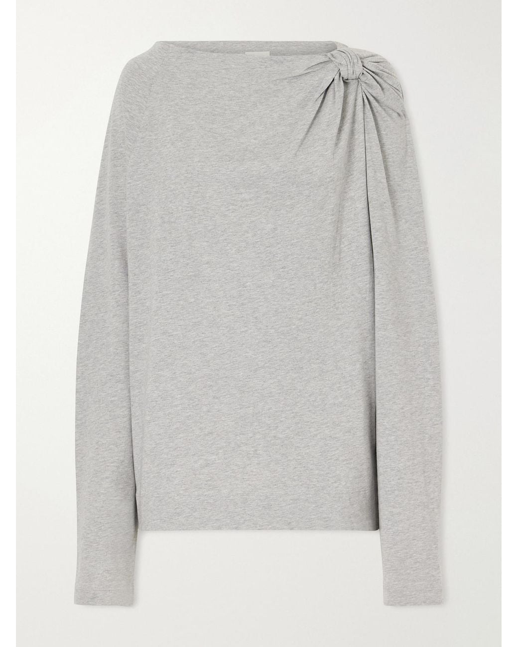 Dries Van Noten Gray Gathered Cotton-Jersey T-Shirt
