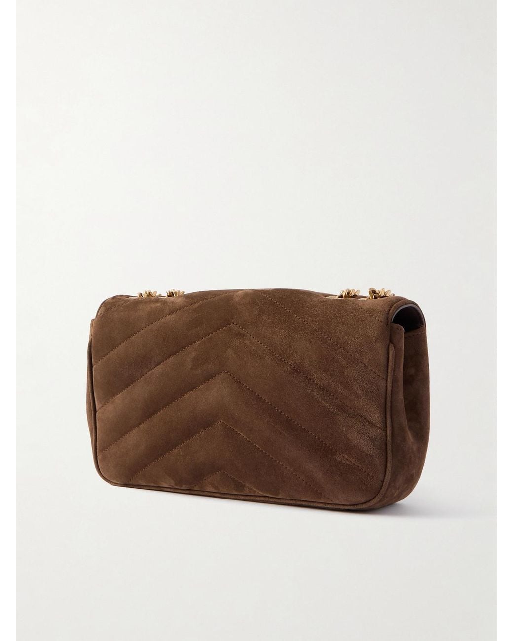Saint Laurent Brown Loulou Matelassé Suede Shoulder Bag