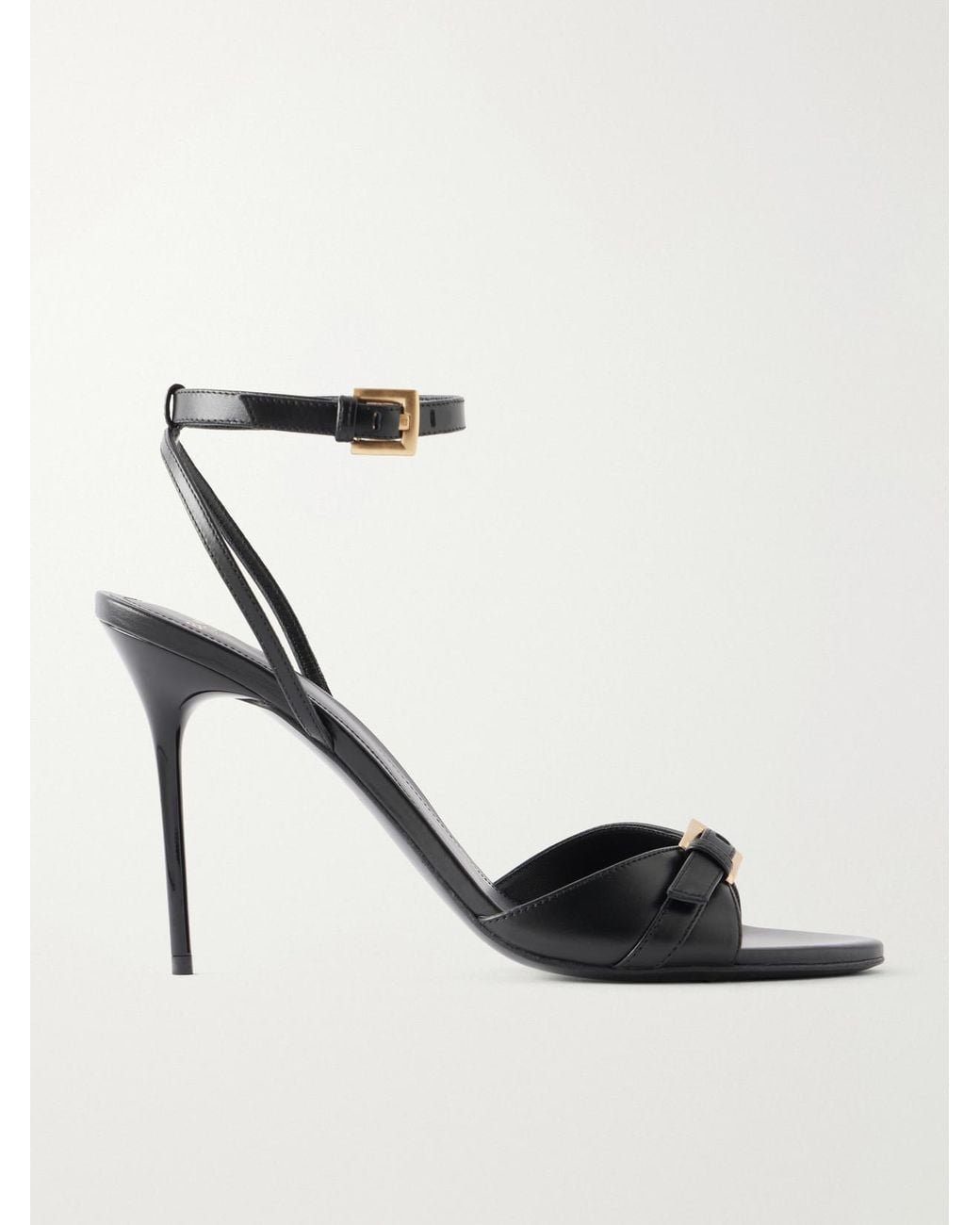 Balmain White Anthem 95 Buckle-Detailed Leather Sandals