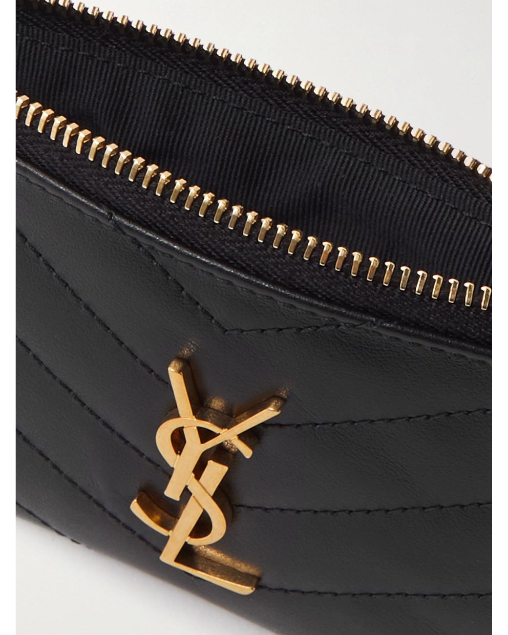 Saint Laurent Black Cassandre Quilted Leather Wallet