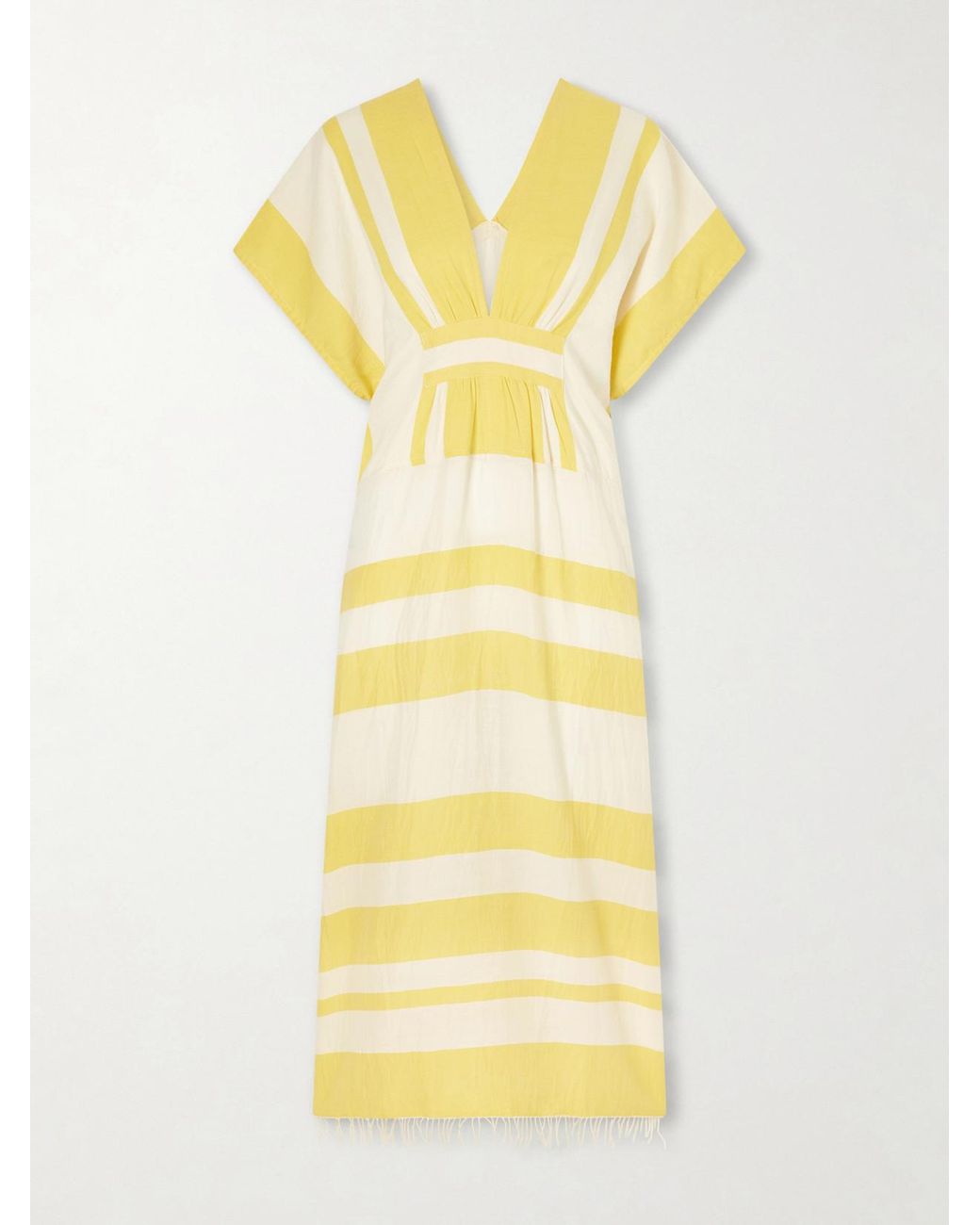 Lemlem Yellow Gasira Striped Cotton-Blend Maxi Dress