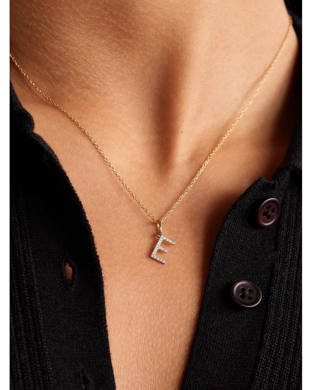 STONE AND STRAND Natural Initial 9-Karat Diamond Necklace