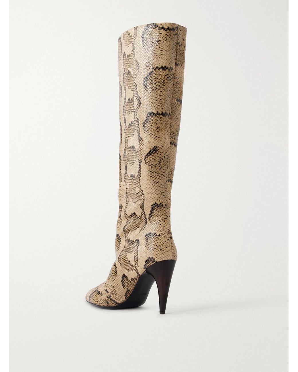 Isabel Marant White Jany 100 Snake-Effect Leather Knee Boots