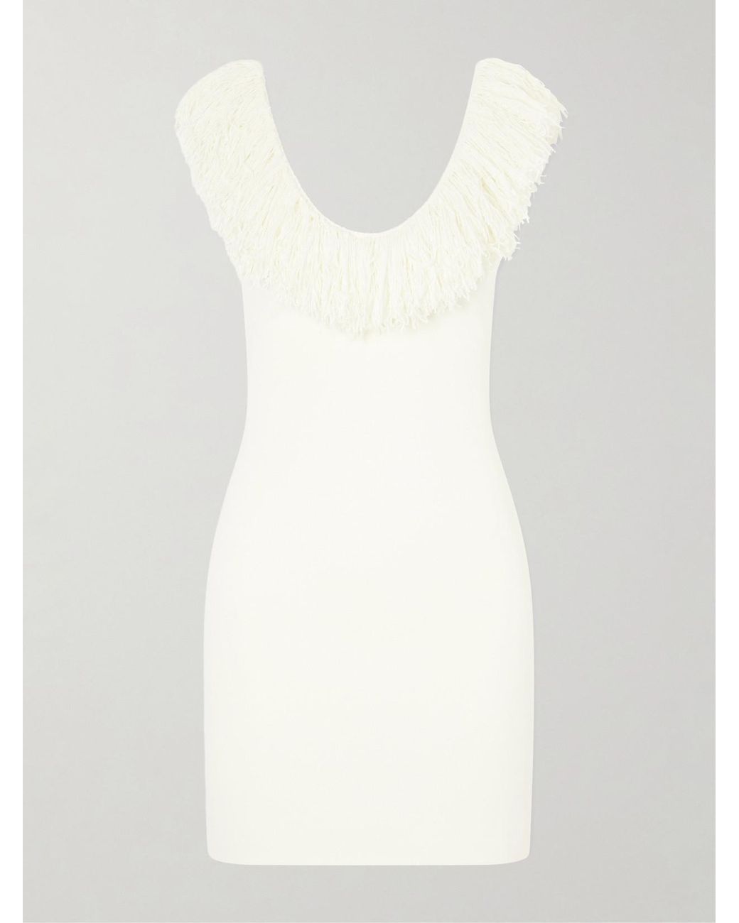 Sir White Marcelline Fringed Stretch-Knit Mini Dress