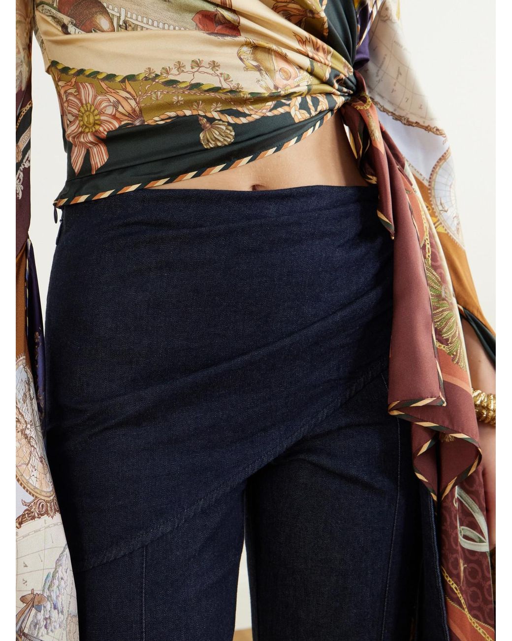 Zimmermann Blue Valiant Draped Flared Jeans